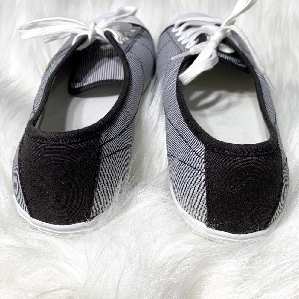 SOLD-Lacoste Pinstripe Canvas Lace Up Sneakers - Picture 7 of 8